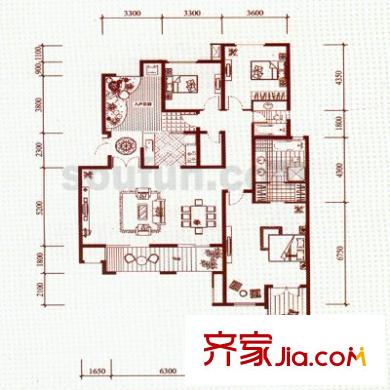 龍湖弗萊明戈 3室 戶型圖