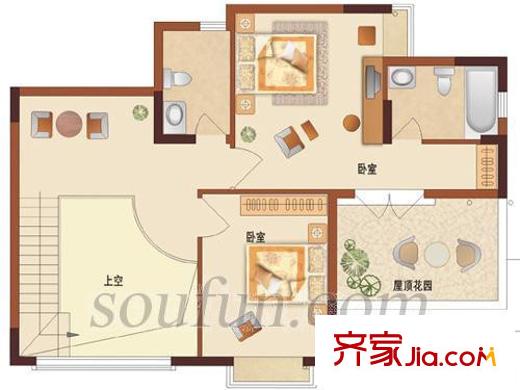 金科金砂水岸戶型圖2室2廳2衛(wèi)1廚