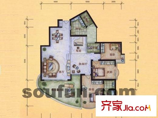 金科金砂水岸戶型圖A-2  4室3廳2衛(wèi)1廚