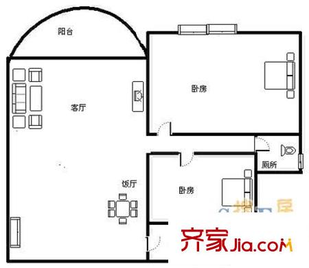 溫馨家園 2室 戶型圖
