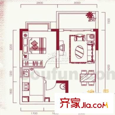 溫馨家園戶型圖 戶型圖 1室1廳1衛(wèi)1廚