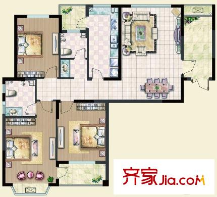 溫馨家園 3室 戶型圖