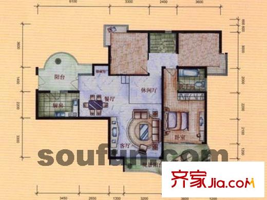 金科金砂水岸戶型圖A-4  3室3廳2衛(wèi)1廚