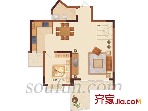 金科金砂水岸戶型圖1室2廳1衛(wèi)1廚
