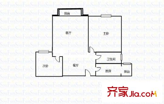 大鼎第一時(shí)間 2室 戶型圖
