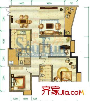 逸靜豐豪戶(hù)型圖戶(hù)型圖 2室2廳2衛(wèi)1廚