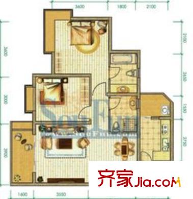 逸靜豐豪戶型圖戶型圖 2室2廳2衛(wèi)1廚