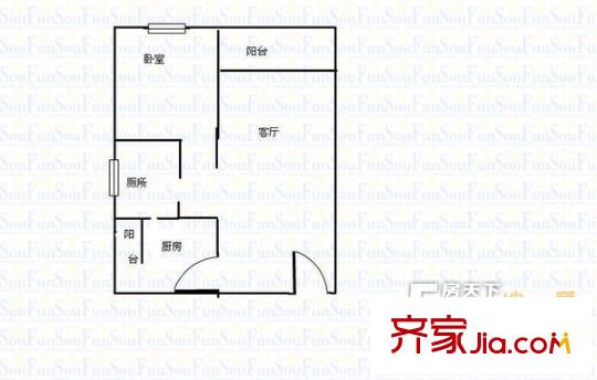 盛世龍都A區(qū)戶型圖3111097300 1室1廳1衛(wèi)1廚