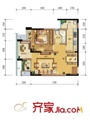 同景優(yōu)活城一期5、6號(hào)樓標(biāo)準(zhǔn)層A戶(hù)型 1室1廳1衛(wèi)1廚