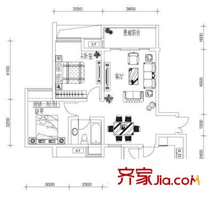 魯能星城十一街區(qū) 2室 戶型圖