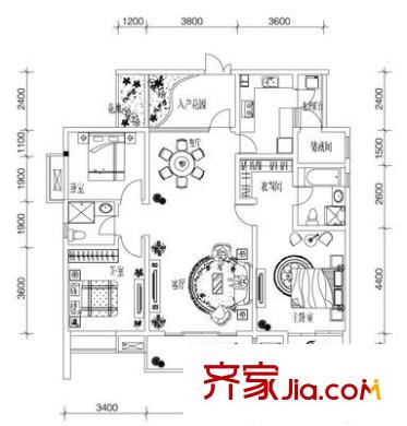 魯能星城十一街區(qū) 3室 戶型圖