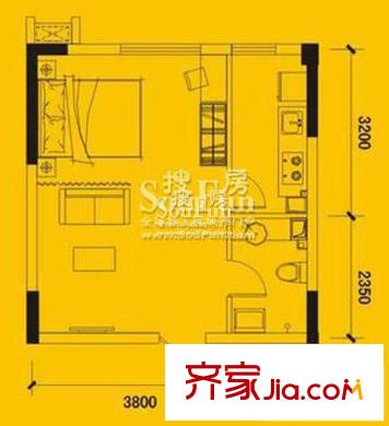 煌華新紀(jì)元戶型圖1號樓6#單間配套 1室1衛(wèi)1廚