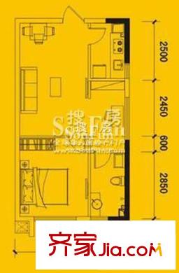 煌華新紀(jì)元戶型圖1號樓8# 1室1廳1衛(wèi)1廚
