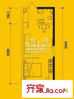煌華新紀(jì)元戶型圖3號樓9#單間配套 1室1衛(wèi)