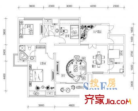 魯能星城十一街區(qū)戶型圖戶型圖1 3室2廳2衛(wèi)1廚