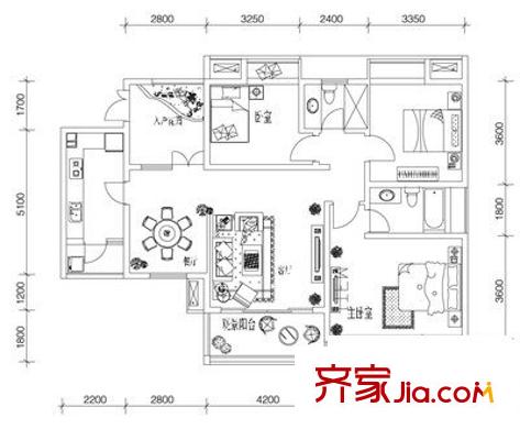 魯能星城十一街區(qū) 3室 戶型圖