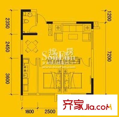 煌華新紀(jì)元戶型圖1號樓12# 2室1廳1衛(wèi)1廚