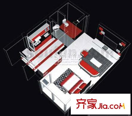 V8區(qū)戶型圖1號樓2、5、6號房 1室1廳1衛(wèi)1廚
