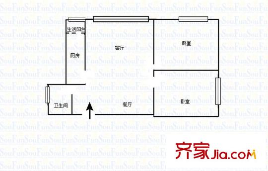 金陽牛津街小區(qū) 2室 戶型圖