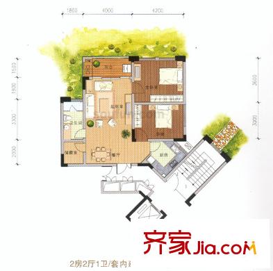 天江鼎城戶型圖雅園小高層1號(hào)B戶型 2室2廳1衛(wèi)1廚