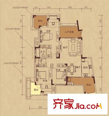 旭輝朗香郡戶型圖三期42號樓標準層Dz-3戶型 3室2廳2衛(wèi)1廚