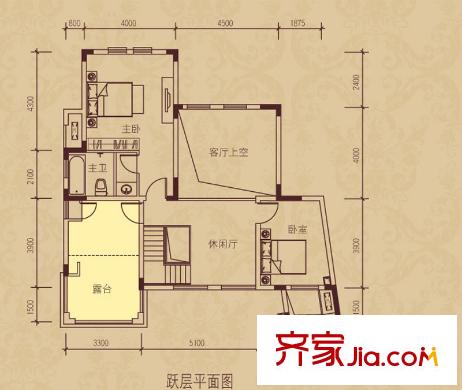 旭輝朗香郡戶型圖三期42號樓六層Dz1-6戶型 4室3廳3衛(wèi)1廚