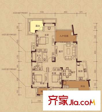 旭輝朗香郡戶型圖三期42號樓標準層Dz-4戶型 3室2廳2衛(wèi)1廚