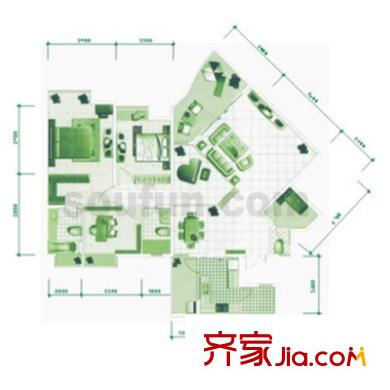 東和春天東區(qū)戶型圖錯層(帶1儲物間) 4室3廳2衛(wèi)1廚