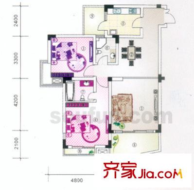 金香林戶型圖8/11號樓2/4號 2室2廳2衛(wèi)1廚