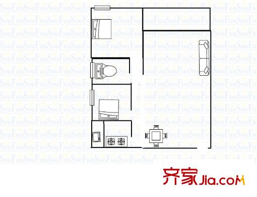 疊彩城二期 2室 戶(hù)型圖