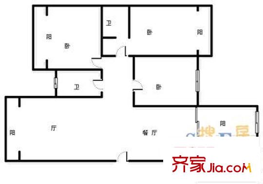 天驕年華 3室 戶型圖