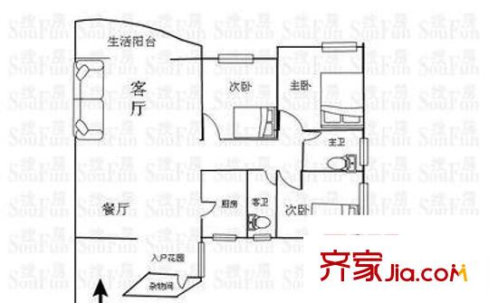天驕年華 3室 戶型圖