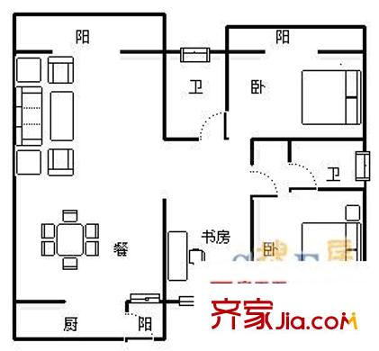 天驕年華 3室 戶型圖