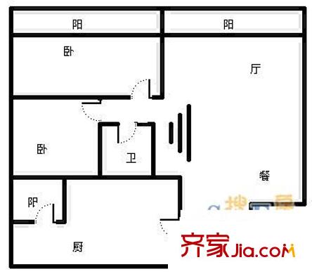 天驕年華 2室 戶型圖