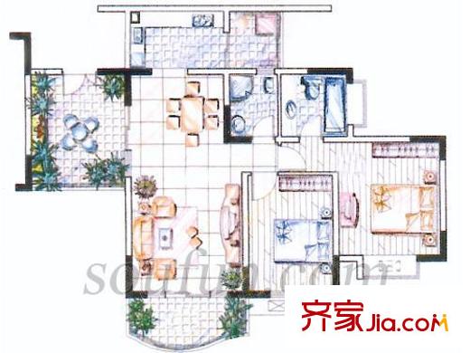 天驕年華 2室 戶型圖
