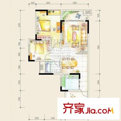 東衡檳城戶(hù)型圖n 戶(hù)型A  78.16  2 2 1 2室2廳1衛(wèi)1廚