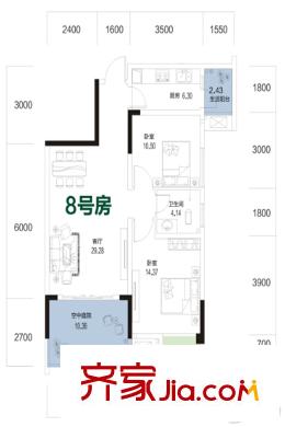 慶業(yè)九寨印象二期4號樓標準層8號房戶型 2室2廳1衛(wèi)1廚