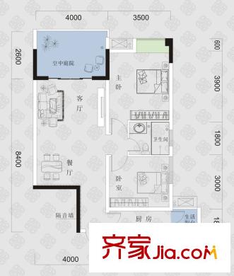 慶業(yè)九寨印象二期8號樓1單元標準層1、8號房 2室2廳1衛(wèi)1廚