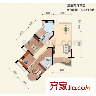 雅豪麗景戶型圖戶型圖 3室2廳2衛(wèi)1廚