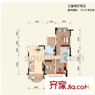 雅豪麗景戶型圖戶型圖 3室2廳2衛(wèi)1廚