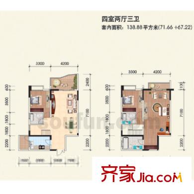 雅豪麗景戶型圖戶型圖 4室2廳3衛(wèi)1廚