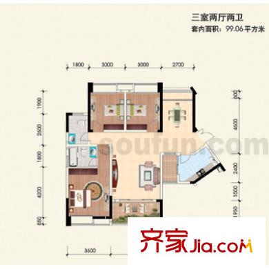 雅豪麗景戶型圖戶型圖 3室2廳2衛(wèi)1廚