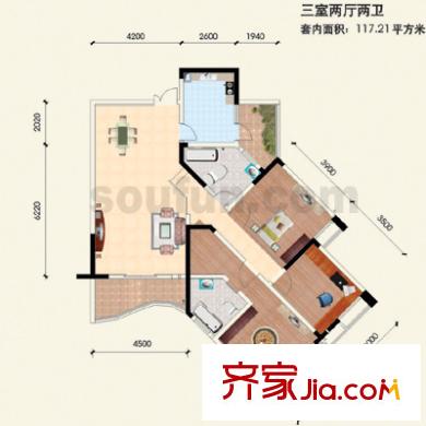 雅豪麗景戶型圖戶型圖 3室2廳2衛(wèi)1廚