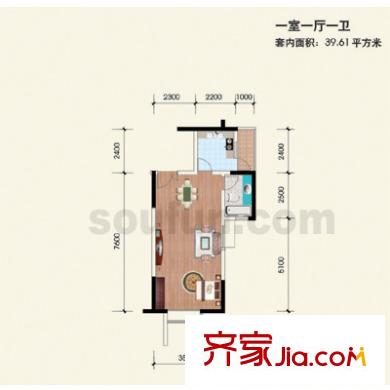雅豪麗景戶型圖戶型圖 1室1廳1衛(wèi)1廚