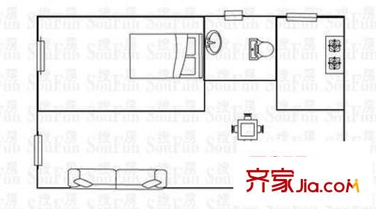 九地北岸明珠 1室 戶型圖