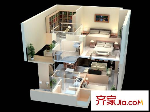 中航MyTOWN一期高層躍層C戶型 3室2廳1衛(wèi)1廚