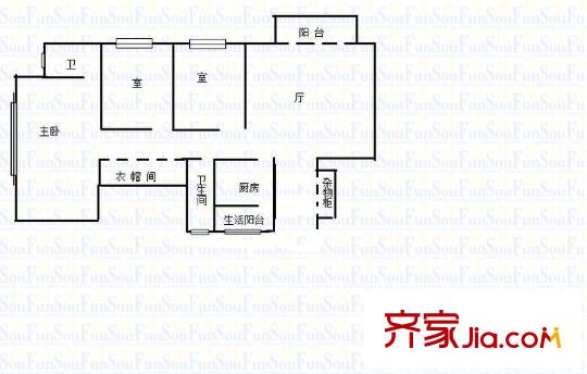 重慶天地雍江苑 3室 戶型圖