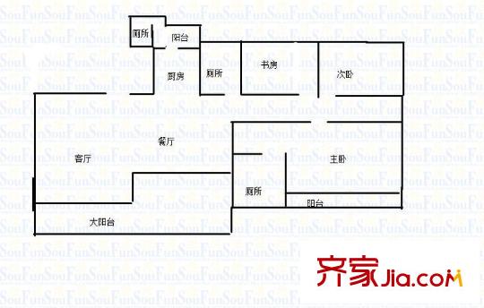 重慶天地雍江苑 3室 戶型圖