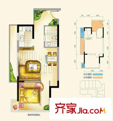 長帆江岸公館戶型圖一期A2棟標(biāo)準(zhǔn)層14號(hào)房 1室1廳1衛(wèi)1廚