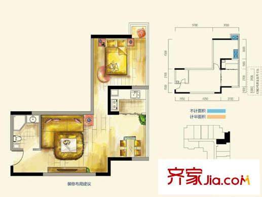 長帆江岸公館戶型圖一期A1棟標(biāo)準(zhǔn)層8號(hào)房、A2棟9號(hào)房 1室1廳1衛(wèi)1廚